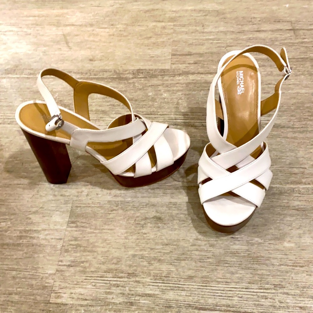 White leather high heel